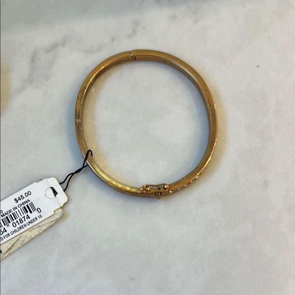Givenchy Rose Gold Crystal Bangle Bracelet Set Flawed Gem Set of Two - Picture 6 of 6